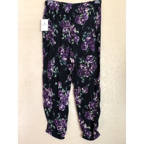 Volcom Women's Purple Summer Casual Defiant One Floral Print Harem Pants  M L - Picture 4 of 12